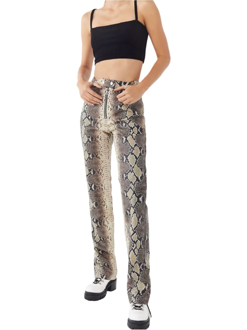 L.AM.GIA Snake Print Pants - Brown and Black Size M